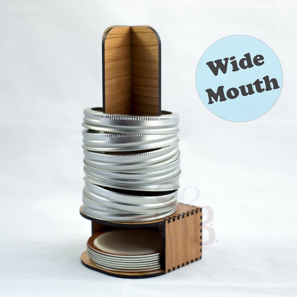 Wide Mouth Mason Jar Lid Space Saving Stand/Rack/Holder