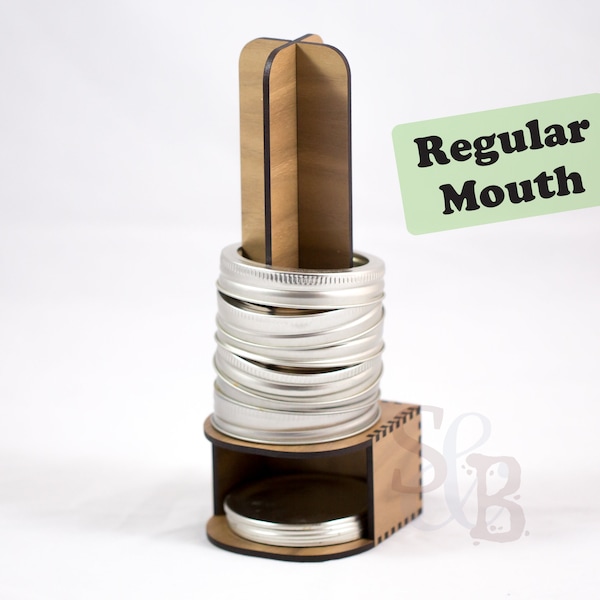 Regular Mouth Mason Jar Lid Space Saving Stand/Rack/Holder