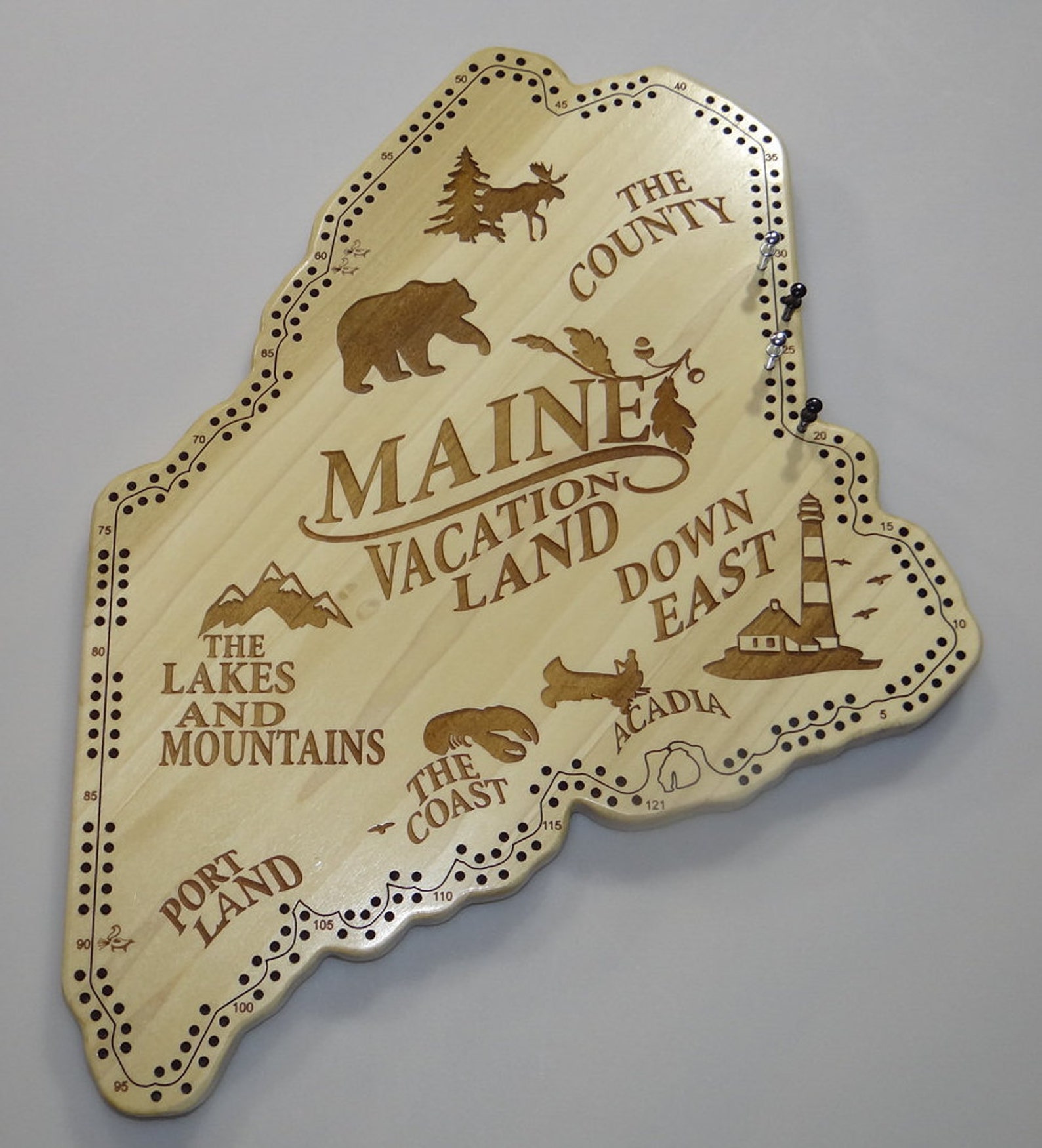 Maine Shaped Cribbage Board Etsy