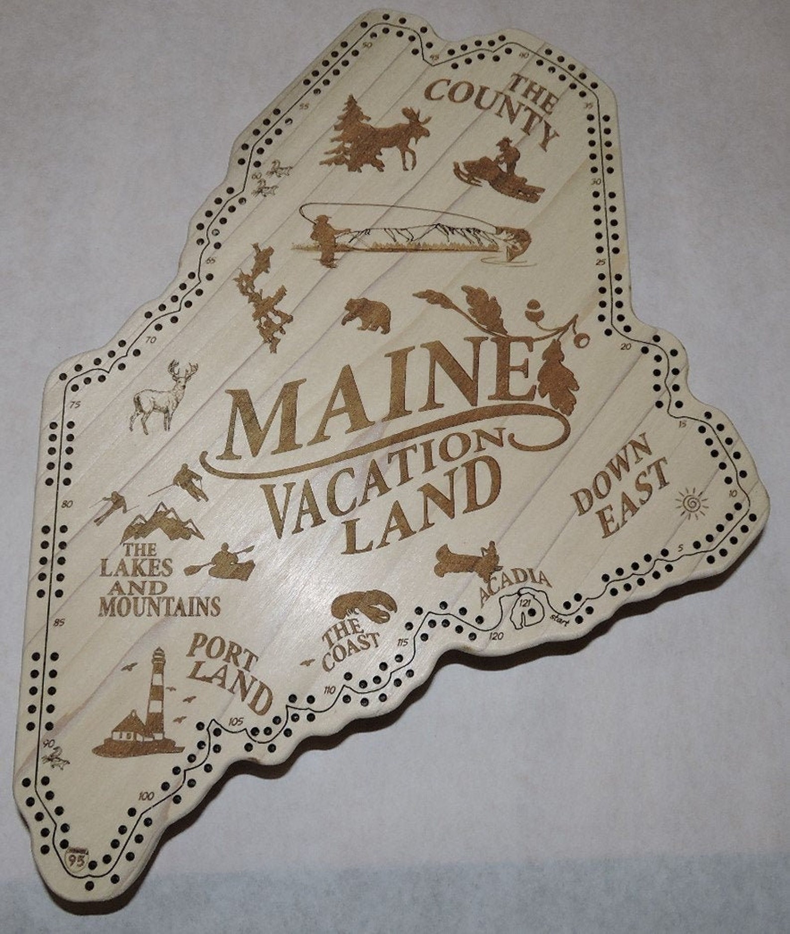 Maine Shaped Cribbage Board Etsy