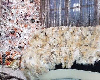 Real fox fur throw blanket