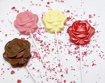 Rose Chocolate Lollipops - White or Milk