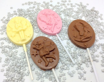 Individual Fairy Chocolate Lollipops - White, Milk or Strawberry Chocolate available