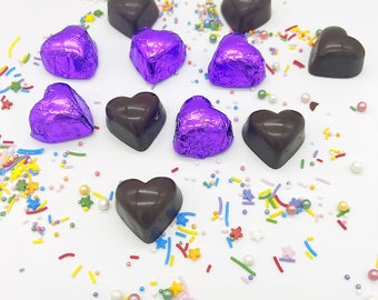 NEW Dairy Alternative Gluten free Vegan Individual Foiled milk chocolate hearts in various colours