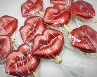 6 x Lips Chocolate Lollipops - plain or painted