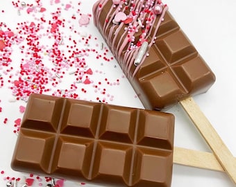 Cakesicles individually wrapped filled with chocolate cake and ganache