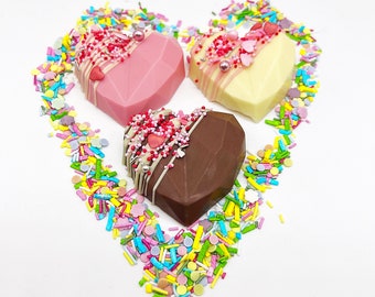 Cake Hearts individually wrapped filled with chocolate cake and ganache