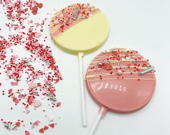 Round Chocolate Lollipops (Set of 8) with sprinkles perfect for Parties, Weddings or even a promotional event