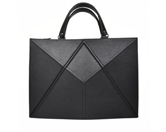 Laptoptasche aus Leder - Facetten-Laptoptasche - Skandinavisches Design - Origami - Nordische Tasche - Minimalistische Laptoptasche - Businesstasche - Bürotasche