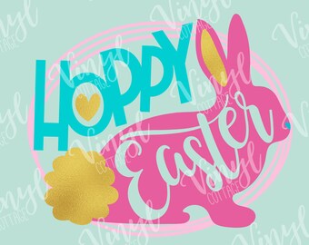 Hoppy Easter Sublimation Transfer, Easter Bunny HTV Transfer, Ready to Press Transfer, DIY HTV Transfer, Girl Easter Shirt