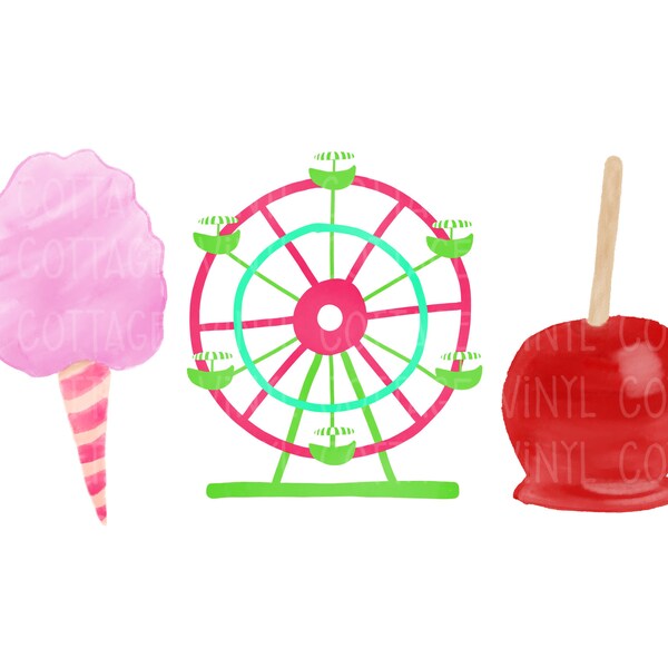 County Fair, Pink Cotton Candy, Ferris Wheel, Sublimation Transfer, HTV Transfer, DIY Transfer