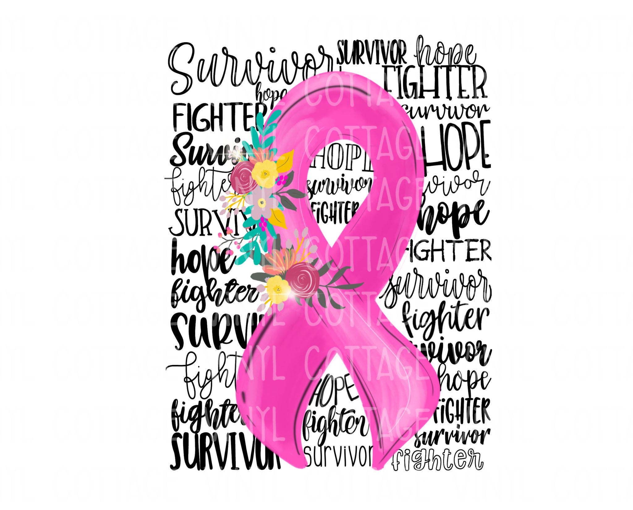 Breast Cancer Awareness Pink Ribbon Floral Cancer Survivor