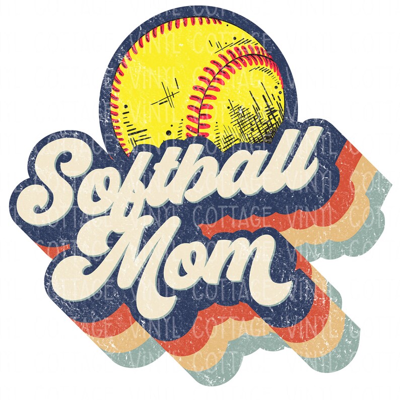 Softball Mom Vintage Design Sublimation Transfer HTV Etsy