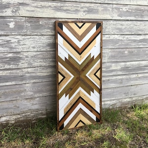 Geometric wood art - wooden wall art hanging - geometric decor - boho decor, 2x4 wood sign
