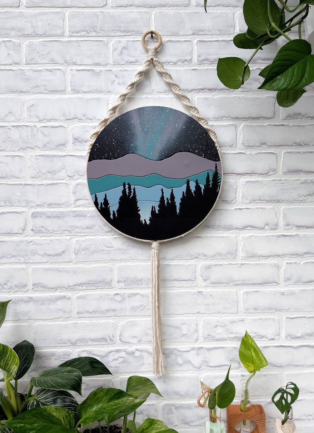 Mountains With Macrame Mountain Range Tree Silhouettes Etsy