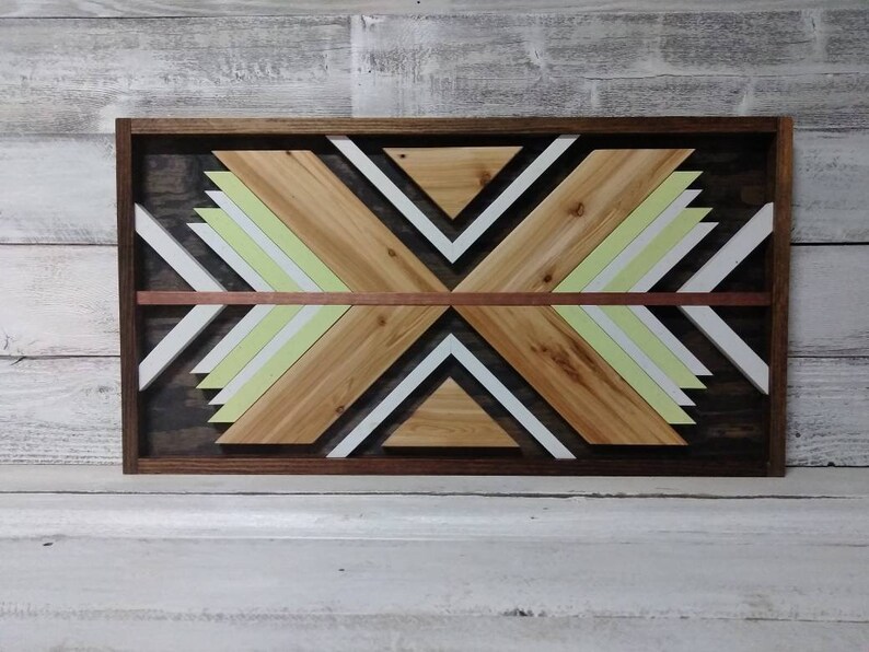 Geometric Wood Art Aztec Wall Decor Reclaimed Wall Decor Etsy