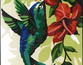 NEEDLEPOINT KIT HUMMINGBIRD Drinking from Flower by Seg de Paris