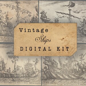Vintage Ships Printable Ephemera / Descarga instantánea / Collage digital / Imágenes vintage / Vintage antique Ephemera