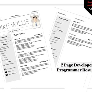 May include: A two-page resume template for a developer or programmer. The resume is white with black text and includes sections for experience, education, and skills. The text "2 Page Developer Programmer Resume" is displayed.