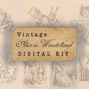 Vintage Alice in Wonderland Printable Ephemera |Instant Download |Digital Collage | Humpty Dumpty | Mad Hatter
