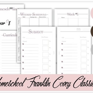Encarts classiques Franklin Covey pour l'enseignement à domicile | Agenda Love Line | Planificateur à encarts scolaires | Téléchargement instantané |Sans date | FC | Classique