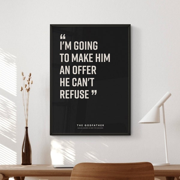 The Godfather Movie Quote Poster | Digital Download | Wall Art Print | Printable Wall Art | Movie Quote | Gift Idea