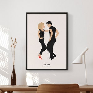 Grease Film Poster Digital Download | Minimalistisches Filmplakat | Wand Kunst Druck | Druckbare Wand Kunst Druck | Film Print | Geschenkidee