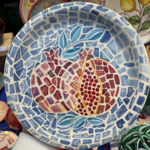 Handpainted Pomegranate Plate, Decorative Ceramic Art, Symbol of Love and Prosperity, Unique Gift, 20cm Handmade Pottery, Christmas Gift
