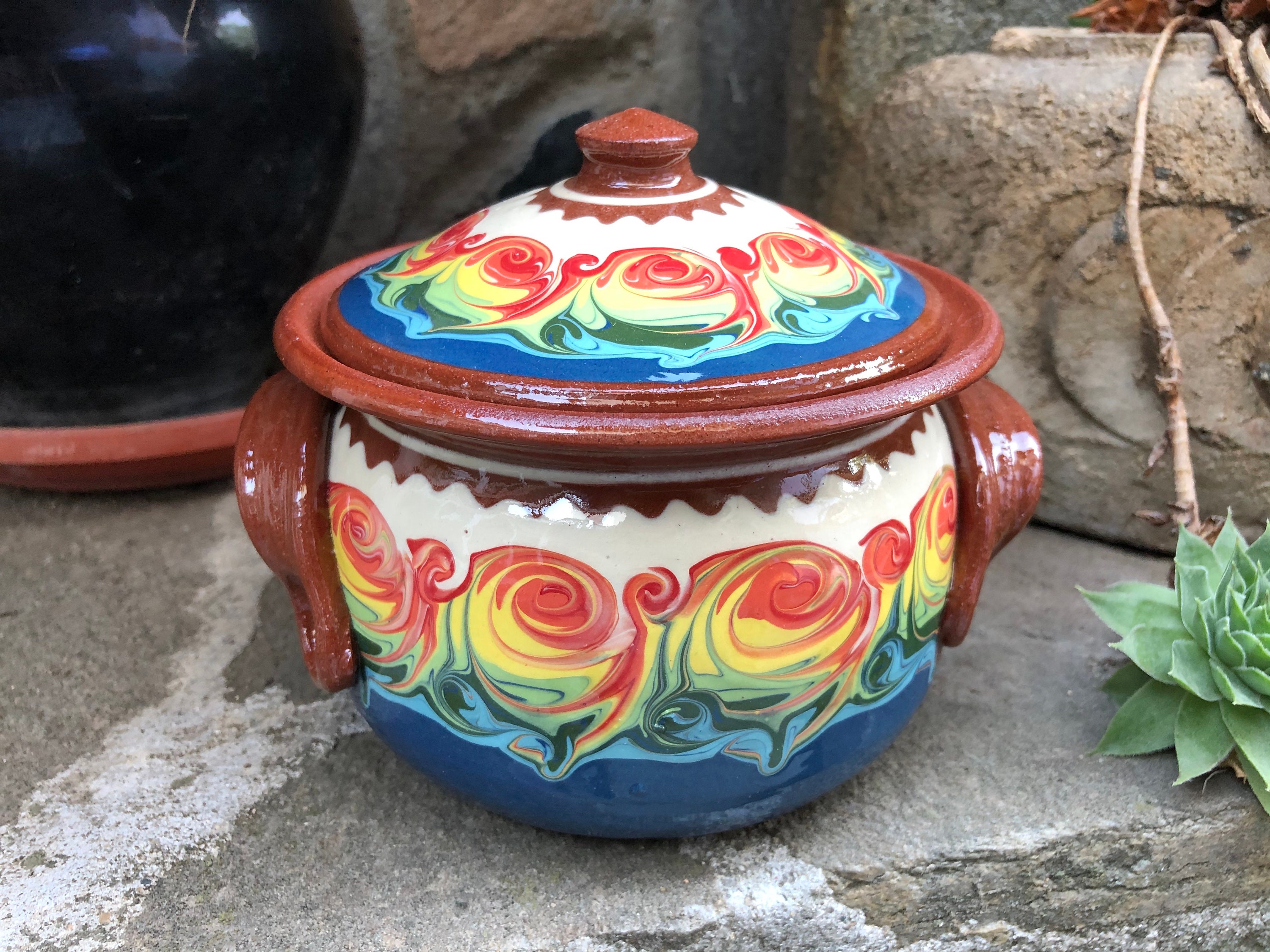 600ml Handmade Casserole Pot Oven Ceramic Dish With Lid Etsy