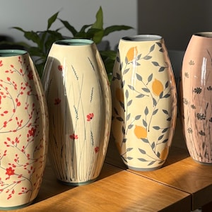 Hand-Painted Ceramic Vase: Nature-Inspired Floral Decor, 30cm