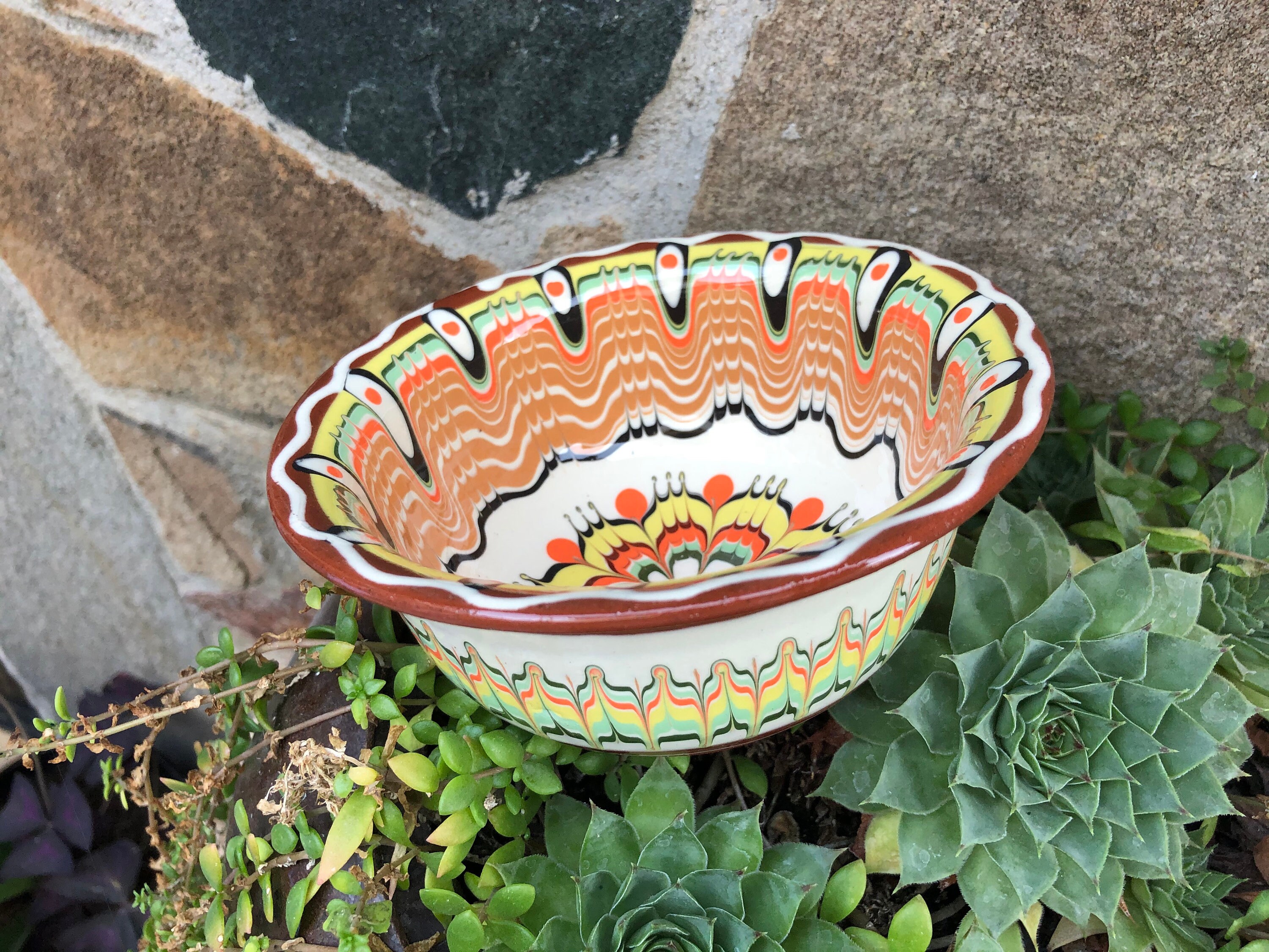 Ciotola In Ceramica Dipinta A Mano Con Righe Arcobaleno - 750ml, Lavabile In Lavastoviglie - Foto 8