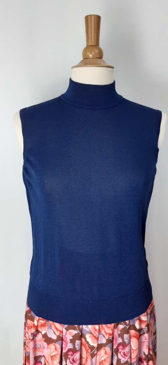 JEAN DESSES vintage 60s sleeveless blue mesh up co