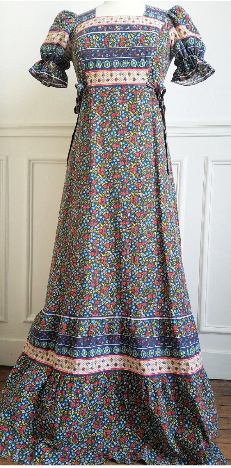 Robe longue à fleurs années 70 Etsy