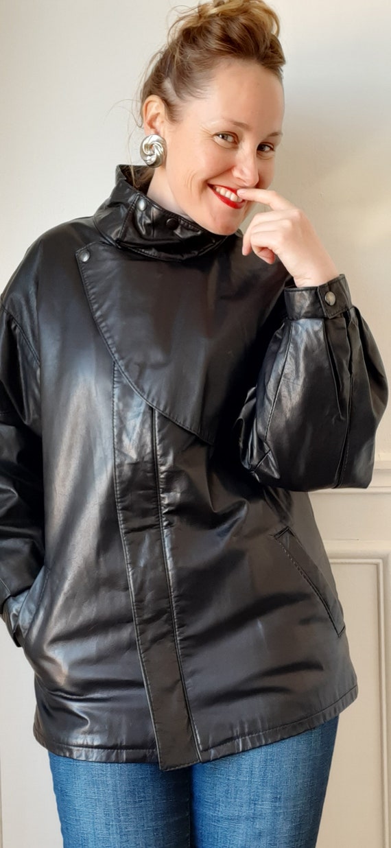 Vintage 80s black leather jacket