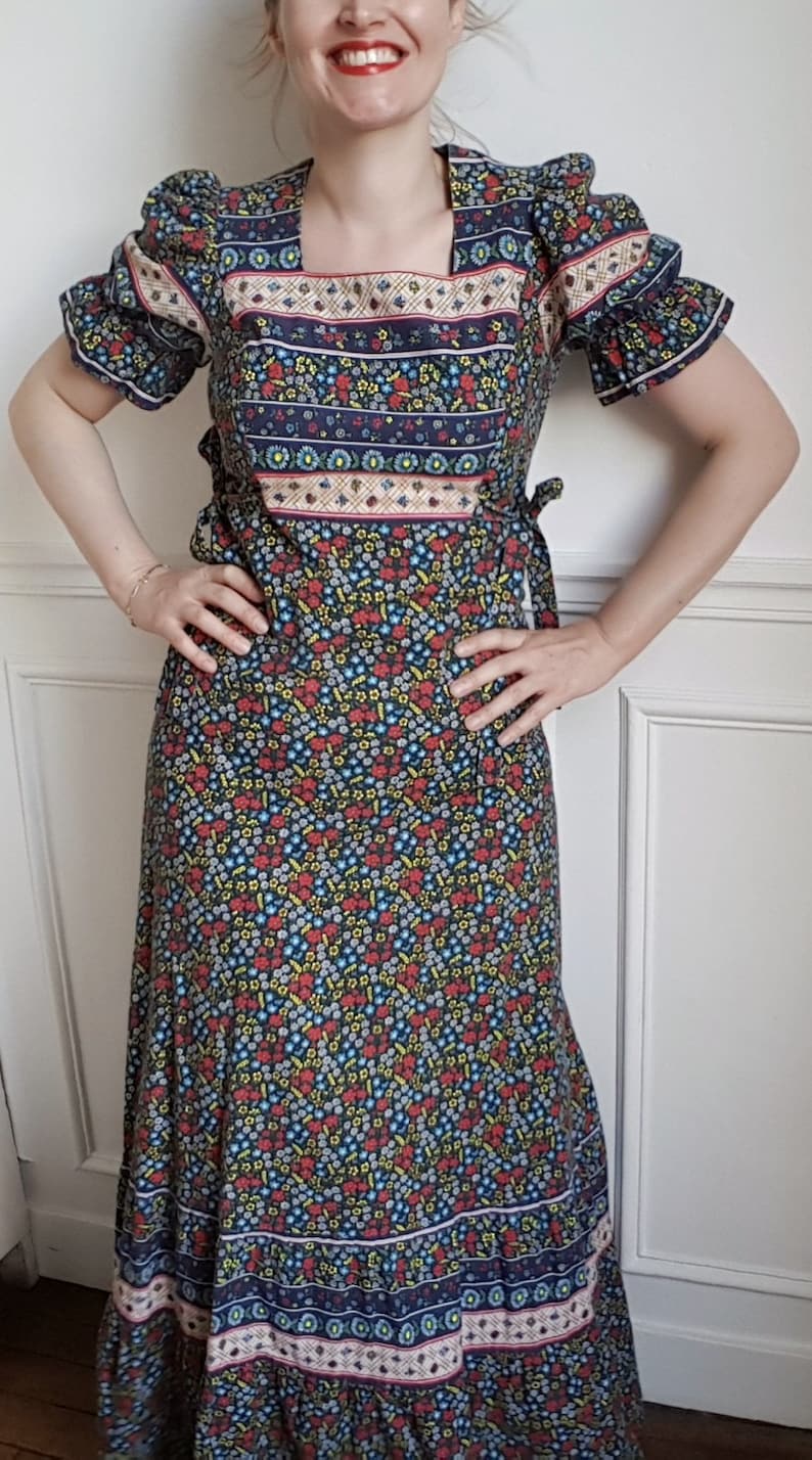 Robe longue à fleurs années 70 Etsy
