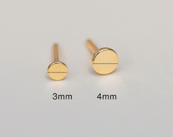 14 kt massief gouden platte achterkant, interne schroefdraad of pushpin, 18 g kraakbeenpiercing