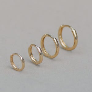14K REAL Solid Gold Simple Hoop Earrings, Cartilage Minimalist Simple Huggies, Ear Ring Piercing Seamless Hoops Jewelry Gift For Her