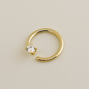 14K REAL Solid Gold Diamond  Continuous CZ Endless Hoop, Ring Nose Lip Septum Cartilage Daith Helix Tragus Rook Body = Piercing Jewelry 18G