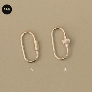 14K massief gouden ovale bedel karabijnhaak Paperclip en vathanger Enhancer Connector - stevige kettinghouder slot schroefsluiting schakel