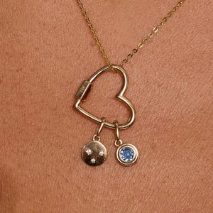 Conector potenciador de dijes múltiples en forma de corazón de oro macizo real de 14 quilates, cierre de cadena duradero, eslabón grueso, collar, pulsera, colgante, soporte de joyería