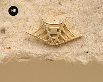 Kolczyki z motywem pajęczej sieci wykonane ze złota próby 14K, biżuteria do przekłuwania uszu na Halloween