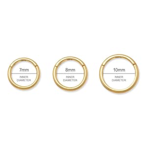 14K REAL Solid Gold Clicker Hoop Earring - Gold Nose Lip Cartilage Daith Helix Tragus Conch Ring Ear Piercing Jewelry 18Gauge 16Gauge Plain