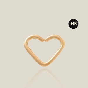 14K REAL 14K Solid Gold Heart Ear Piercing Cartilage Daith Helix Tragus Conch Rook Snug Hoop Ear Piercing Jewelry 16 Gauge