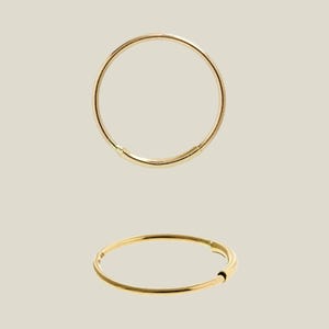 100% 14K REAL Solid Gold Hoop Ring, Lip Eyebrow Cartilage Daith Helix Tragus Conch Rook Snug Body Piercing Jewelry Earring 22Gauge