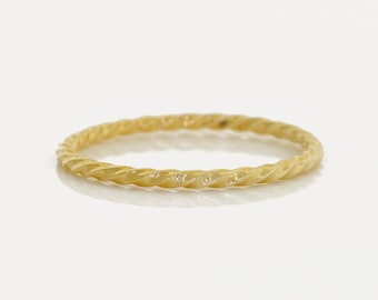 14K REAL Solid Gold Simple Twist Band Ring Minimal Daily Ring