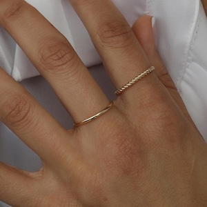 14K Real Solid Gold Minimalist Stacking Knuckle Wedding Genuine Minimalist Engagement Anniversary Bridal Stacker Layering Band Ring