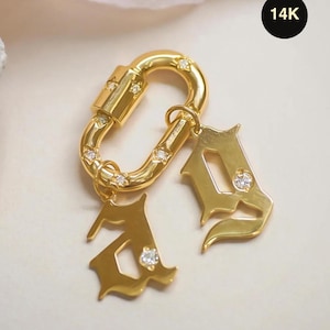 14K Echter Naturdiamant Anfangsbuchstaben-Charme, fester alter englischer Anhänger des soliden Goldes für Kettenhalskette, personifizierter Geschenkschmuck