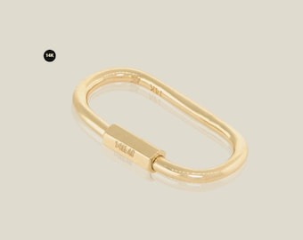 14K Solid Gold Charm Carabiner Connector Lock – Enhancer for Necklaces & Bracelets