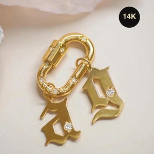 14K Echter Naturdiamant Anfangsbuchstaben-Charme, fester alter englischer Anhänger des soliden Goldes für Kettenhalskette, personifizierter Geschenkschmuck