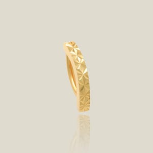14K REAL Solid Gold Simple Luxury Diamond-Cut Belly Piercing Curved Barbell Body Navel Clicker Ring, Jewelry Women Gift For Her, 14 Gauge